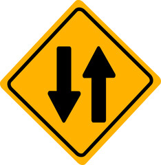 Two way traffic sign, vector illustration. Replaceable vector design.
