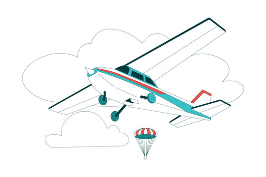 Plane or Airplane with Wings Flying High in the Sky Vector Illustration
