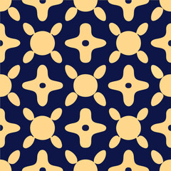 Eye catching pattern composed of blue and yellow circles, seamlessly repeating to form a symmetrical and vibrant design suitable for various applications.