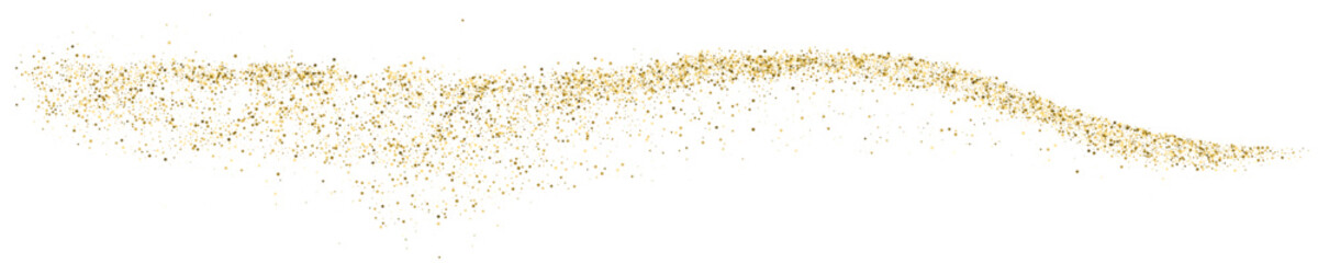 Fototapeta na wymiar Gold Glitter Texture On White. Horizontal Long Banner For Site. Panoramic Celebratory Background. Golden Explosion Of Confetti. Vector Illustration, Eps 10.