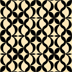 Seamless art deco pattern in black and white on a beige background, featuring repeating geometric shapes, creating an elegant and timeless design.