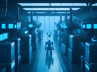 Obraz premium A Glimpse into the Robotic Realm of Intelligent Automation