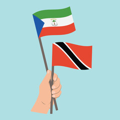 Flags of Equatorial Guinea and Trinidad and Tobago, Hand Holding flags