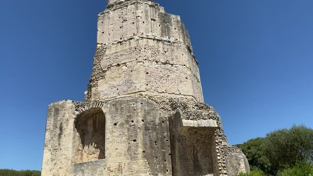 Video of the Magne Tower, monument from the Gallo-Roman era in Nîmes.