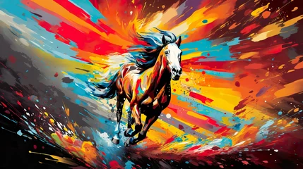 Gordijnen Illustration of a horse, pop art © TimmiO
