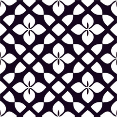 Intricate black and white geometric design featuring a dark flower pattern, reminiscent of a classic damask pattern with a touch of aizome influence.