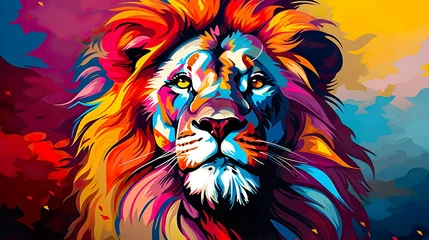 Poster Im Rahmen Illustration of a lion pop art © TimmiO