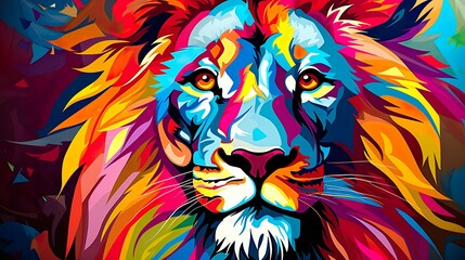 Illustration of a lion pop art