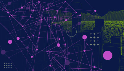 Square pattern. Wireframe background. Futuristic vector illustration.