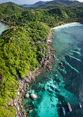 Aerial view of Shark Bay in koh Tao, Thailand