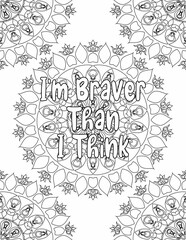 Positive Affirmation Coloring sheet , Mandala Coloring Pages for Personal Growth for Kids and Adults