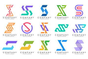 Abstract collection with letters S logo design. creative design logotype S with colorful colors.