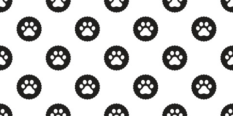 Naklejka na ściany i meble dog paw seamless pattern footprint polka dot cat kitten french bulldog vector puppy pet toy breed cartoon doodle gift wrapping paper tile background repeat wallpaper illustration design isolated