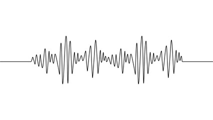 Music wave vector simple. Continuous one line drawing. Minimalist black line isolated on white background.