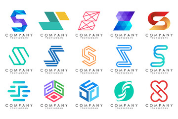 Abstract collection with letters S logo design. creative design logotype S with colorful colors.