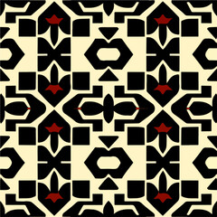 Captivating black and white pattern inspired by the art deco era, featuring red accents that enhance its peppermint like motifs.