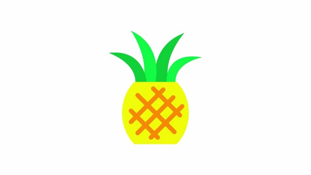 Pineapple, Summer Animated Icon On Transparent Background.
