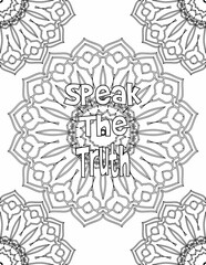 Positive Affirmation Coloring Pages, Mandala Coloring sheet for Personal Growth for Kids and Adults