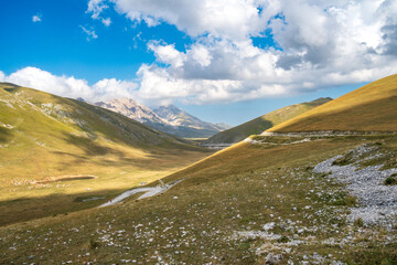 Views of Campo Imperatore, a high plateau in the province of L'Aquila, in the heart of the Gran Sasso and Monti della Laga National Park, Abruzzo, Italy