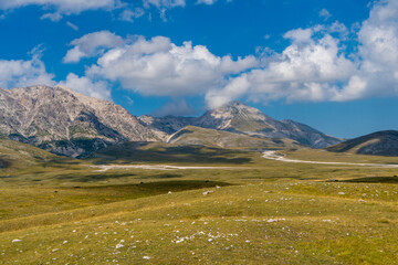 Views of Campo Imperatore, a high plateau in the province of L'Aquila, in the heart of the Gran Sasso and Monti della Laga National Park, Abruzzo, Italy