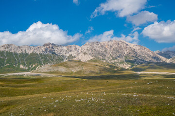 Views of Campo Imperatore, a high plateau in the province of L'Aquila, in the heart of the Gran Sasso and Monti della Laga National Park, Abruzzo, Italy