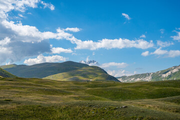 Views of Campo Imperatore, a high plateau in the province of L'Aquila, in the heart of the Gran Sasso and Monti della Laga National Park, Abruzzo, Italy