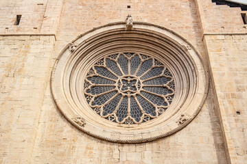 View of the rose window of the Cathedral of Trento, Italy