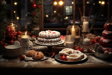 Naklejka premium christmas cookies and christmas tree