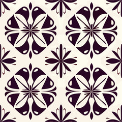Striking black and white flower pattern on a white background, exuding a dark and mysterious allure. This repeating fabric pattern embodies art deco influences with a hint of elegance.