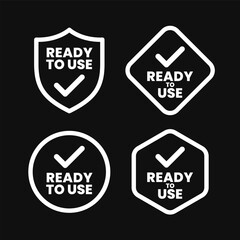 Ready to use vector icon on black background, stamp label with minimalist simple line art monoline style
