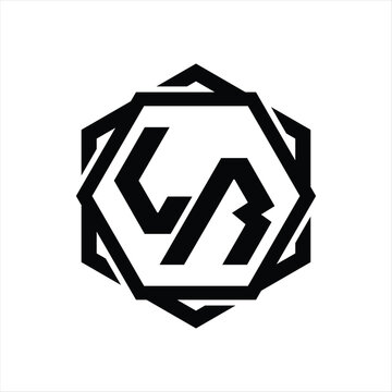 recommend clip art: LR Logo monogram hexagon shape with geometric abstract outline design template
