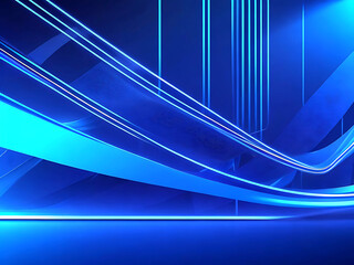 Abstract neon style blue wide banner