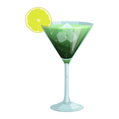 Emerald breeze cocktail. vector illustration on a white background