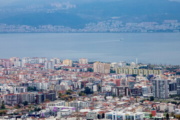 Fototapeta na wymiar View of Karşıka district of Izmir province from Yamanlar mountain .