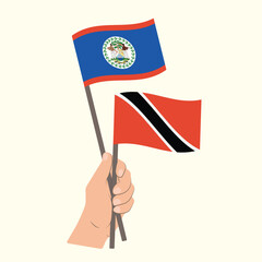 Flags of Belize and Trinidad and Tobago, Hand Holding flags