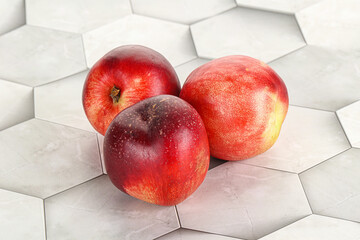 Ripe sweet juicy nectarines heap