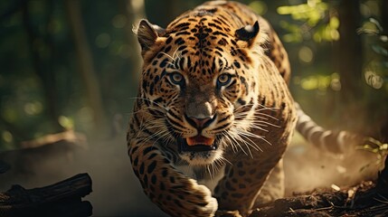 Tiger running in the jungle