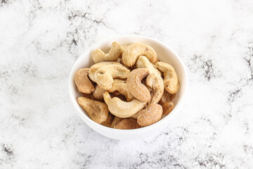 Cashew nuts heap in the bowl