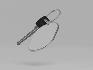 Key & ring 3d illustration with white background  