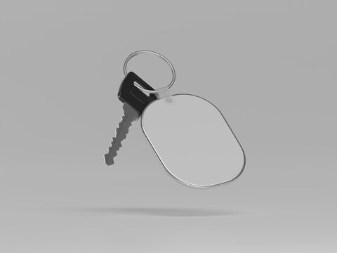 Key & ring 3d illustration with white background  