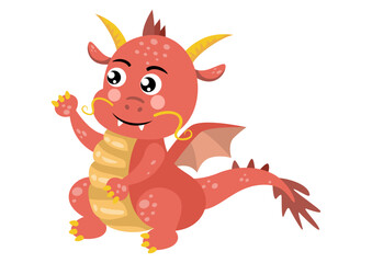 Happy cute dragon isolated on white