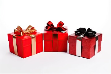 Obraz premium Gift Box on White Background for Holidays, Birthdays and Celebrations. Decoration Design Isolated for Christmas Xmas Anniversary and Greeting