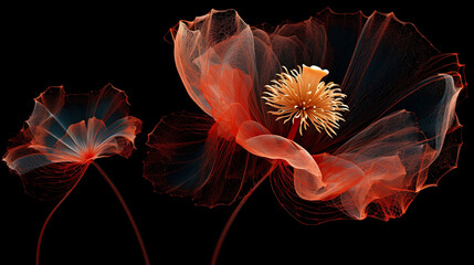 Poppy Flower on Dark, Generative AI, Generative Ai