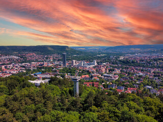City view of the city of Jena in East Germany