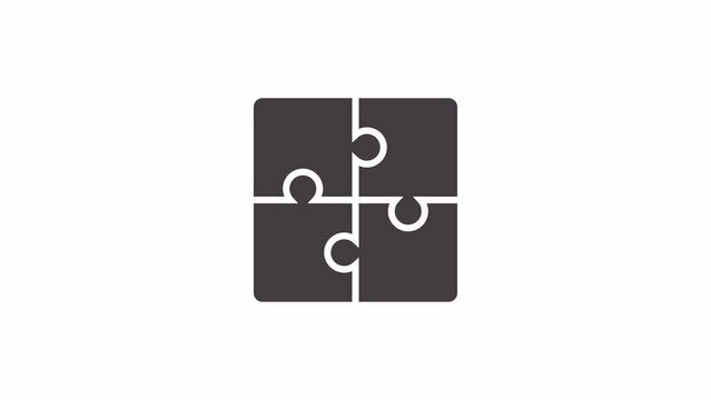 Jigsaw puzzle. Vector icon animation. The background is entirely transparent. It can be used in the desired color background or on another video.