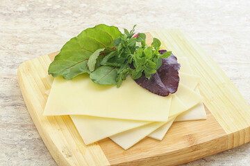 Sliced goat cheese for breakfast