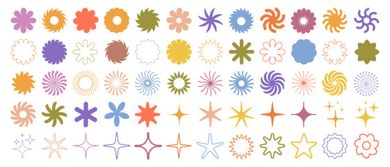 Brutalist Shapes, Cool Geometric Forms. Bauhaus Minimalist Graphic Design Elements. Trendy Y2K Vector Signs.