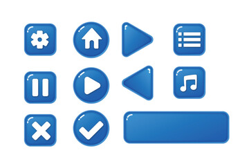 Game  UI  button in blue color  design concept