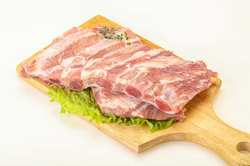 Raw pork ribs for cooking