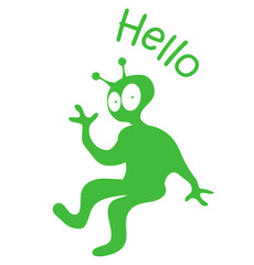 Hello! A friendly green stranger greets you.